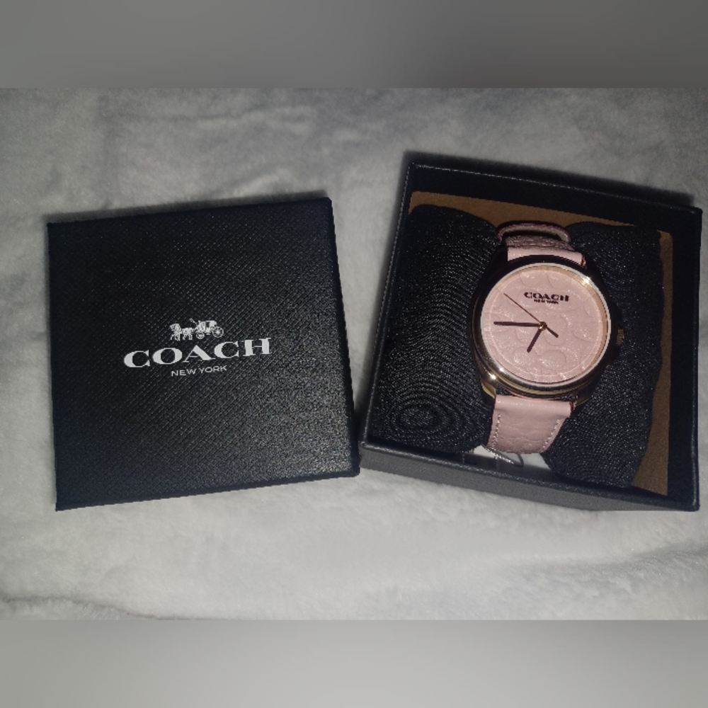 Coach Women's Greyson Signature Embossed Watch Pink